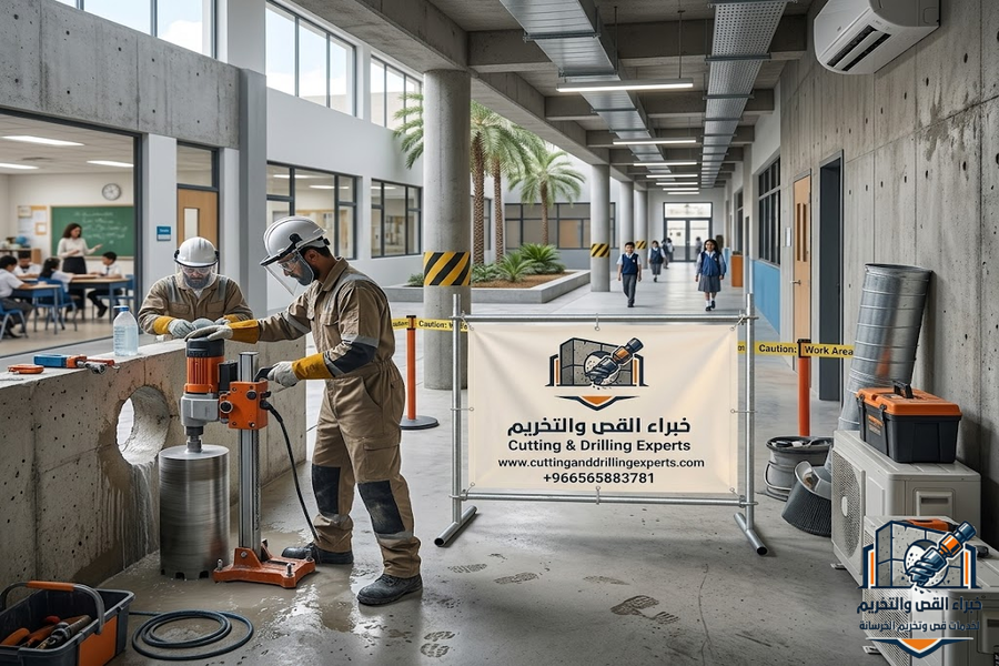 فتح كور مكيفات بحي الصفا جدة باستخدام أجهزة الكور الماسي لفتح فتحات السبليت والمركزي والدكت بدقة عالية وبدون تكسير